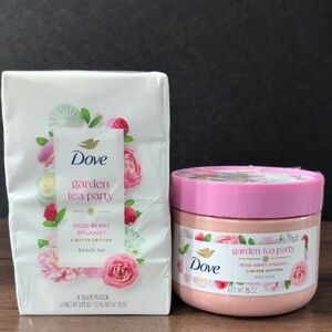 Dove Limited Edition Garden Tea Party Rose Berry Bouquet 4 Ct Beauty Bar & Scrub